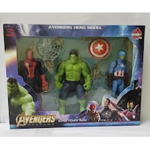 Avengers Süper Kahramanlar 3lü Figür Işıklı Spiderman Hulk Kaptan