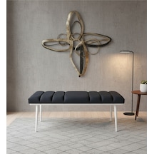 Özcan Metal Beyaz Metal Ayaklı Metal Kasalı Bench Mutfak Salon Antre Yatak Odası Balkon Puf Bank Lacivert