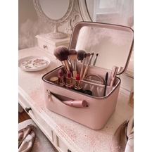 Aynalı Makyaj Çantası - Seyahat Organizer Kozmetik Çantası Ebat 21x15x13