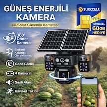 4g 4 Kameralı Sım Kart 1 Yıl 60 Gb Kablosuz Bahçe Depo Arazi İçin Çift Güneş Paneli Solar Kamera