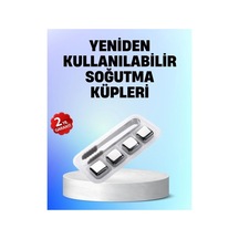 Yeniden Kullanılabilir 304 Çelik Metal Buz Küpleri 4'lü Set Beyaz