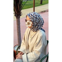 Qalortex Scarf Pamuklu Pera Desen Eşarp - Laci lacivert