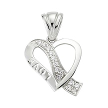 925 Ayar Gümüş LoVe Kalp Kadın Gümüş Kolye Gri