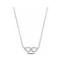Çekirdekjewelry 925 Ayar Gümüş Rodyum Kaplama Taşlı Melek Kanadı Kolye Gri