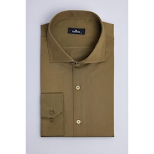Tudors Erkek Slim Fit Dar Kesim %100 Pamuk Koton Saten Premium Seri Yeşil Gömlek-32843 Yeşil