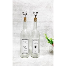 Siyah Geyik Tıpalı Şeffaf Cam Şişe 2'li 750 Ml Zeytinyağı Sıvıyağ