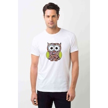 Baykuş Baskılı Beyaz Erkek Tshirt (530981018)
