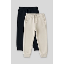 Tommylife Standart Fit Basic 2li Paket Lacivert-bej Erkek Çocuk Eşofman Alt - 11224 Lacivert - Beyaz