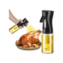 Sprey Yağdanlık Cam Şişe Yağ Püskürtücü 200 Ml - Airfryer, Kızartma, Izgara Ve Salata İçin Büyük Boy Yağlık Siyah