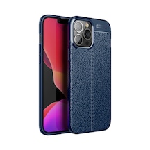 Smcase Apple Uyumlu iPhone 13 Pro Max Kılıf Deri Dokulu Silikon Nano Ekran