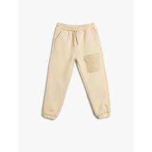 Koton Basic Jogger Eşofman Altı Beli Bağlamalı Cep Detaylı Şardonlu Bej 4wkb40006tk Ekru