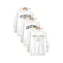 Uyguntarz Çok Renkli Baskılı Kapuşonlu Sweatshirt 3'lü Fırsat Paketi