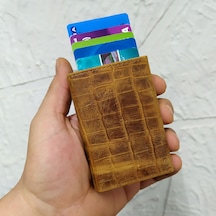 Ancora Leather Hakiki Deri Croco Mekanizmalı Erkek Cüzdanı Taba