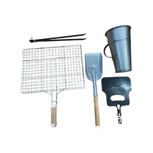 Mobilreyon Mangal Aksesuar Seti 5 Parça- Izgara 30x40cm - Köz Maşa - Kürek - Yelpaze - Ateş Borusu