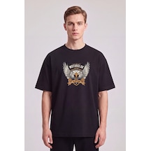 Black Nova Oversize Baskılı Unisex %100 Pamuk T-shirt Motorclub Siyah