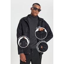 AC&Co / Altınyıldız Classics Erkek Sıyah Sıcak Tutan Comfort Fit Rahat Kesim Dik Yaka Mont Siyah