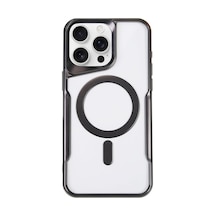Apple iPhone Uyumlu  15 Pro Max Uyumlu Kılıf Boyi Magsafe Silikon Kapak - Siyah