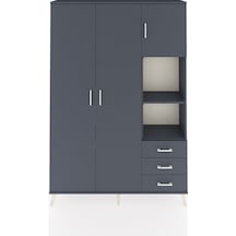 Arges Dolap 5 Raflı 3 Çekmeceli Tek Askılı 132x30x195 Antrasit-antrasit/antrasit Antrasıt/antrasıt