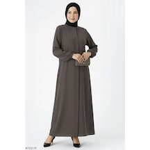 Medine İpeği Mevlana Kesim Cepli Kuşaklı Bol Ferace 4000-vizon Bej