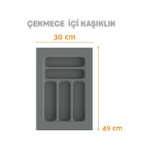 Çekmece Içi Kaşıklık Kepçelik Düzenleyici 30x49 Cm 23,5x40 Cm Kadar Kesilebilir Gri