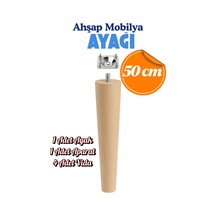 1 Adet Ahşap Dolap Mobilya Koltuk Kanepe Ayağı Ayakları M8 50 Cm Ham Ahşap Bağlantı Aparatlı Kahverengi Kahverengi