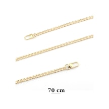 70cm Gold Asma Kilit Halkalı Metal Zincir Çanta Askısı - Çanta Beyaz
