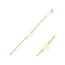 Kalp'Li Plaka Altın Bileklik 14K Gold Dorikalı Isim Yazılır Sarı Altın