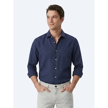 Kip İndigo Regular Fit Uzun Dokuma Casual Pamuk Karışımlı Gömlek
