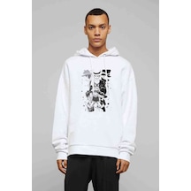 Anime One Piece Baskılı Beyaz Erkek Örme Kapşonlu Sweatshirt (534792383)