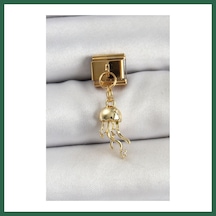Vıntessy 316l Çelik Sallantılı Zirkon Taşlı Deniz Anası Model Gold Renk Nomination Charm Bzs01