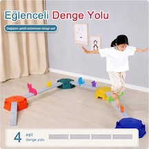 Çocuk Denge Oyunu Seti Montessori Kaydırmaz Denge Yolu Ve Platform Oyuncağı - 4 Adet Eşit Parça Denge Yolu