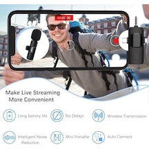 Kablosuz İkili Yaka Mikrofonu İphone İle Uyumlu 3.5mm Aux İphone Type-c Pc Tablet Video Kayıt Röportaj Canlı Yayın Vlog Kablosuz Mikrofon Usb C Ve Amfi Ve Bilgisayar Uyumlu Zr564