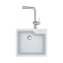 Franke Ubg 610-56 Granit Bianco Evye, Actıve Plus Doccıa 2.0 Spiralli, Krom Armatür Beyaz