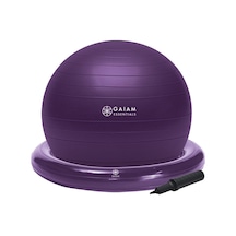 Gaiam Essentials Denge Topu Ve Taban Kiti, 65 Cm Yoga Topu Sandalyesi, Ev Veya Ofis Masası İçin Şişirilebilir Halka Tabanlı Egzersiz Topu, Hava Pompası Dahil - Mor