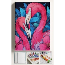 Sayılarla Boyama Seti Numaralı Tuval Fırça Boya Dahil Kasnaklı Set 40x50 Cm - Flamingo