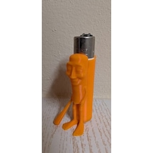 Clipper Uyumlu Turuncu İnsansı Karakter Tasarım Çakmak Kılıfı - 3d Yazıcı Üretimi Eğlenceli Çakmak Aksesuarı