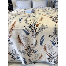 Mavi Detaylı Çiçek Desenli Tek Kişilik Pike 160x240 Cm Ferahlatıcı Tasarım, Hafif Konfor Renkli