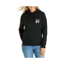 Bts Jungkook 97 Baskılı Siyah Kadın Kapşonlu Sweatshirt