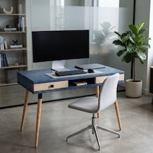 Mobenta Modest Desk: Masif Çalışma & Laptop Masası 2 Çekmece 1 Bölme - 120x60 Ig-bz Mavi-krem
