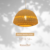 Santo Rattan Bambu Sarkıt Avize 50 Cm Bambu