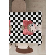 Siyah Pop Art Temalı Dokuma Leke Tutmaz Masa Örtüsü Mso111n11