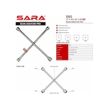 Sara S503 Bijon Anahtarı Pro 17 X 19 X 21 X 23 Mm, Çapraz Kollu