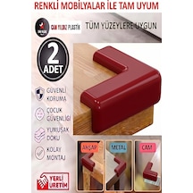 Şeffaf Yapışkanlı Kenar Ve Köşe Koruyucu Çocuk Kenar Köşe Koruma 2 Adet Kırmızı