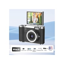 4k Dijital Retro Video Kamera 48mp 15x Zoom Flaşlı Dijital Vlog Fotoğraf Makinesi Türkçe Siyah - 883561173