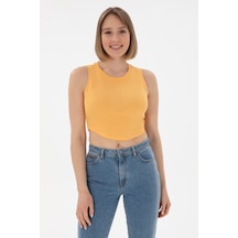 U.S. Polo Assn. Kadın Turuncu Kolsuz Bisiklet Yaka Crop Basic Tişört 50305695-VR202