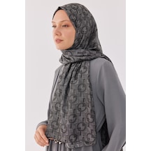 Mirsoy Scarf Daka Desen Parlak Jakar Şal - Duman Duman