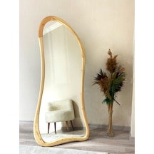 Ahşap Çerçeve Asimetrik Ayaklı Boy Aynası - Naturel