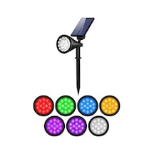 Forlife 7 Renk Rgb 18 Led Spot Güneş Enerjili Bahçe Aydınlatması, Fotoselli, Aplik, 18w, Su Geç