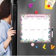Floral Haftalık Magnet Planlayıcı , Mıknatıslı Silinebilir Yazı T