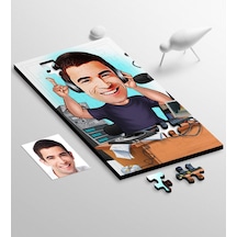 Kişiye Özel Bay Radyocu Karikatür 104 Parça Ahşap Puzzle - 1